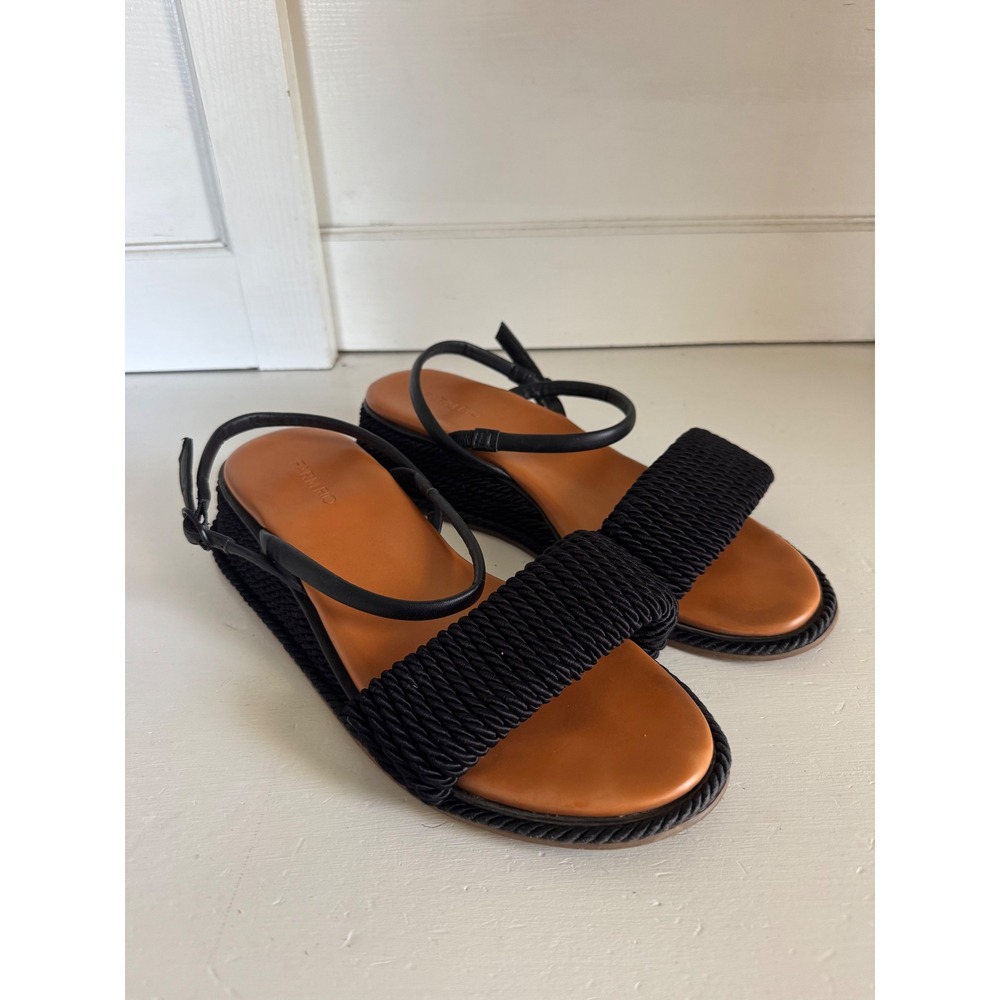 Farm Rio black woven wedge sandals size 10